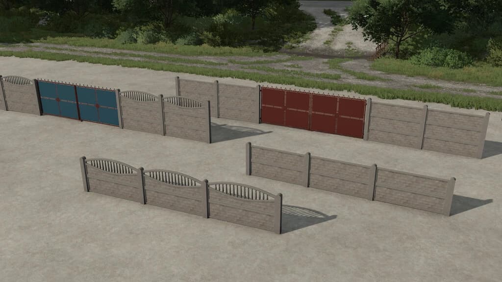 CONCRETE FENCE WITH GATES 2