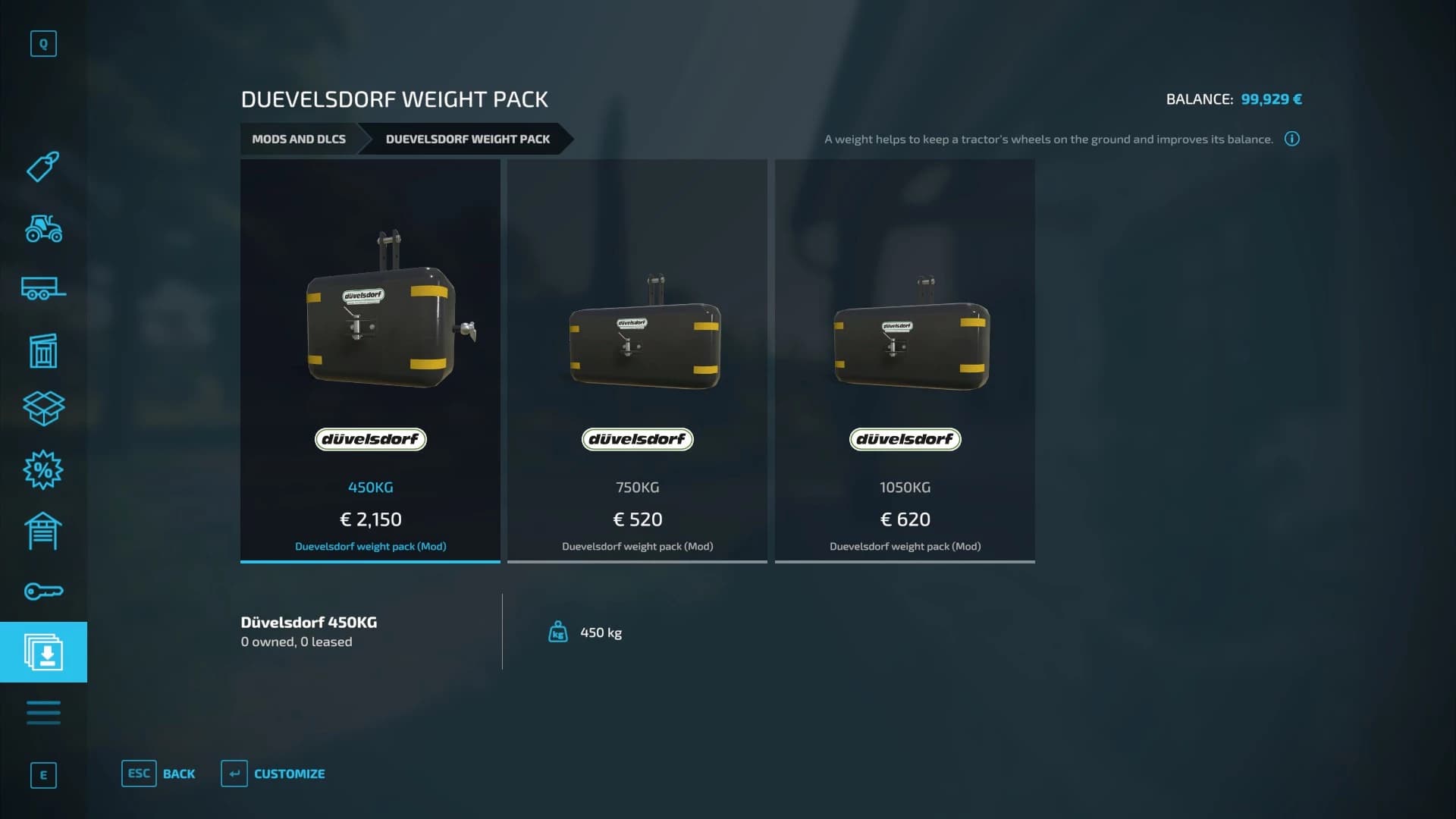 DUEVELSDORF WEIGHT PACK 4