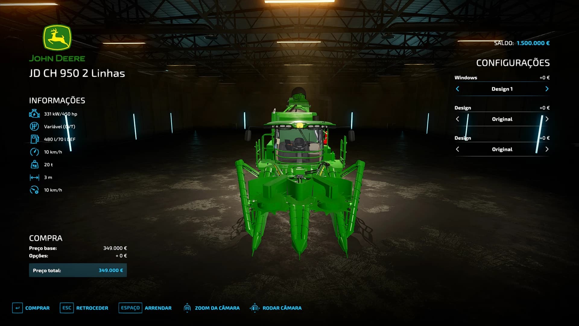 JOHN DEERE CH950 2 LINHAS