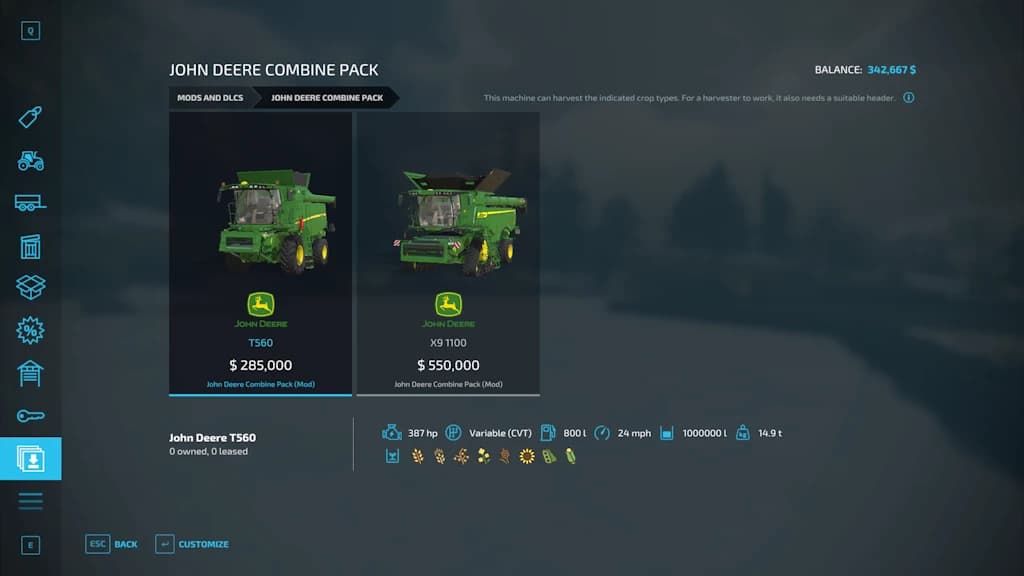 John Deere Combine Pack