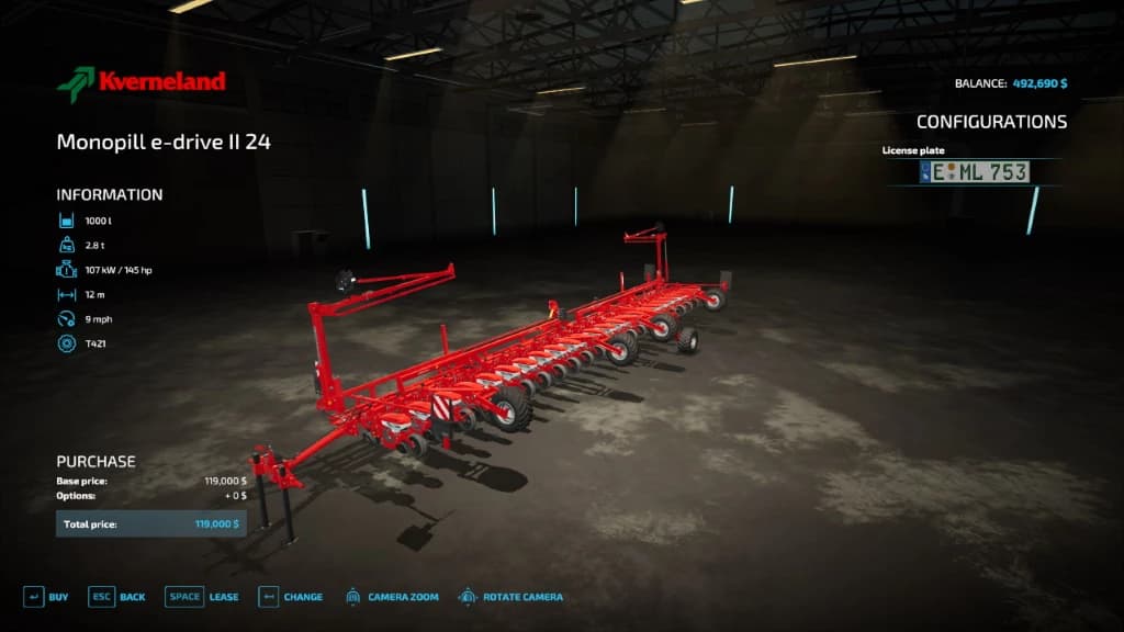 KVERNELAND MONOPIL 24 ROWS