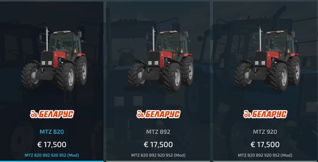 MTZ 820 892 920 952 PACK