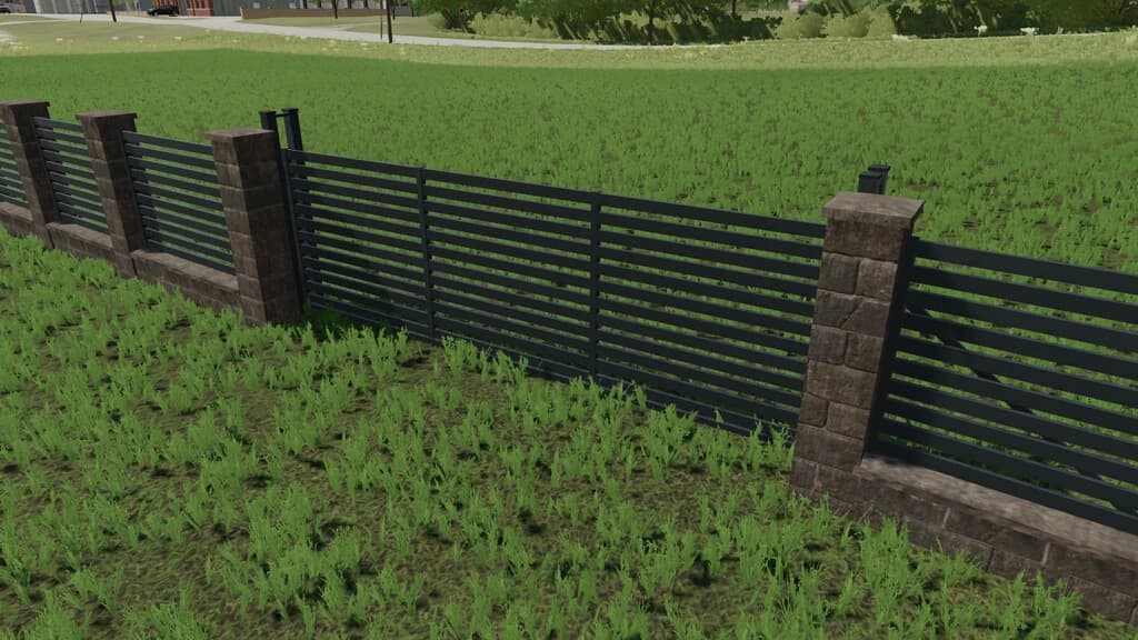 RUSTIC BRICK AND METAL FENCE