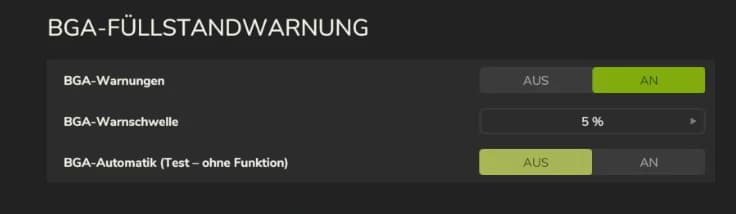 BGA fill level warning 2