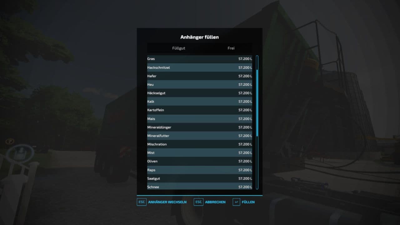 Fill Trailer Menu