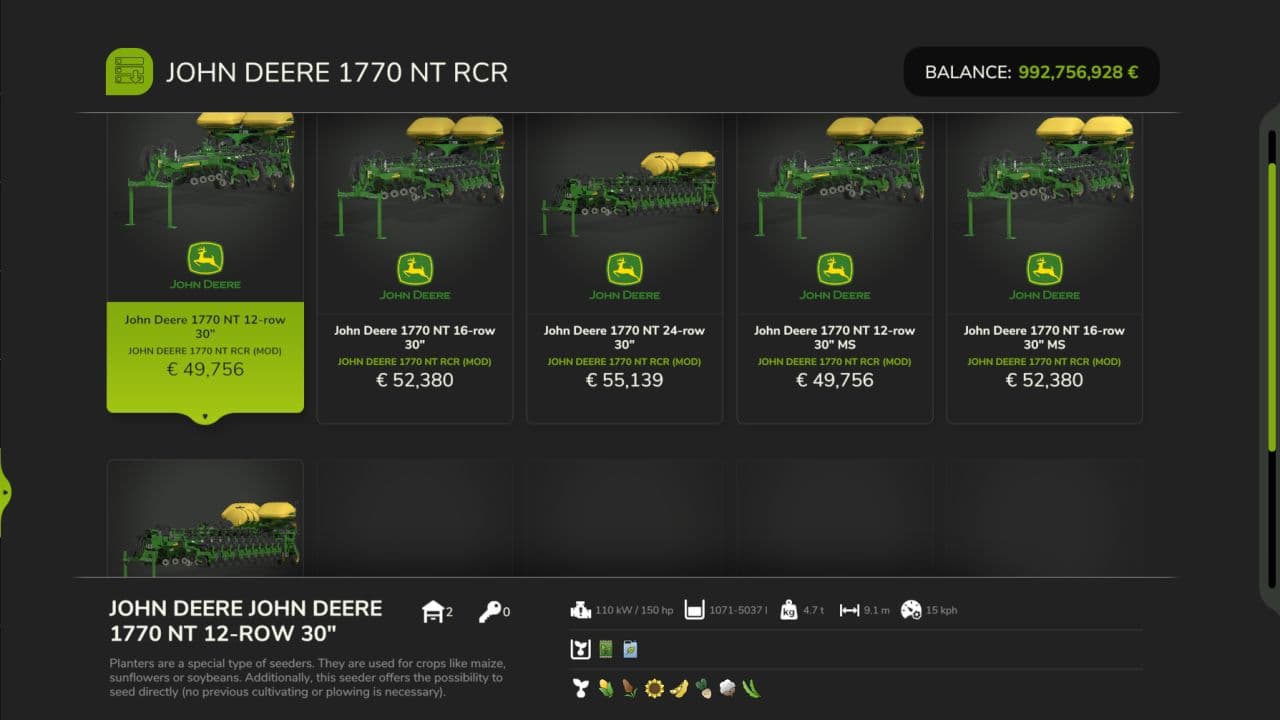 John Deere 1770 NT RCR 6
