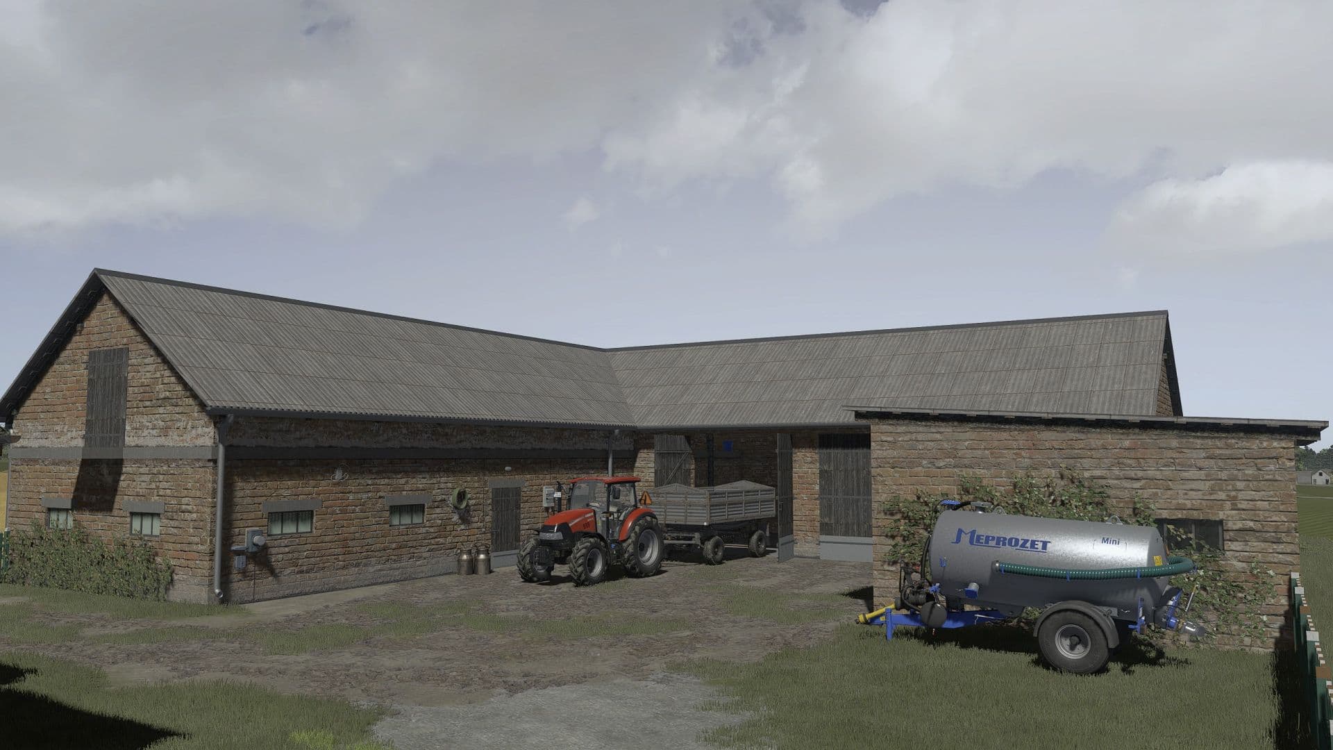 Polish buildings with cows