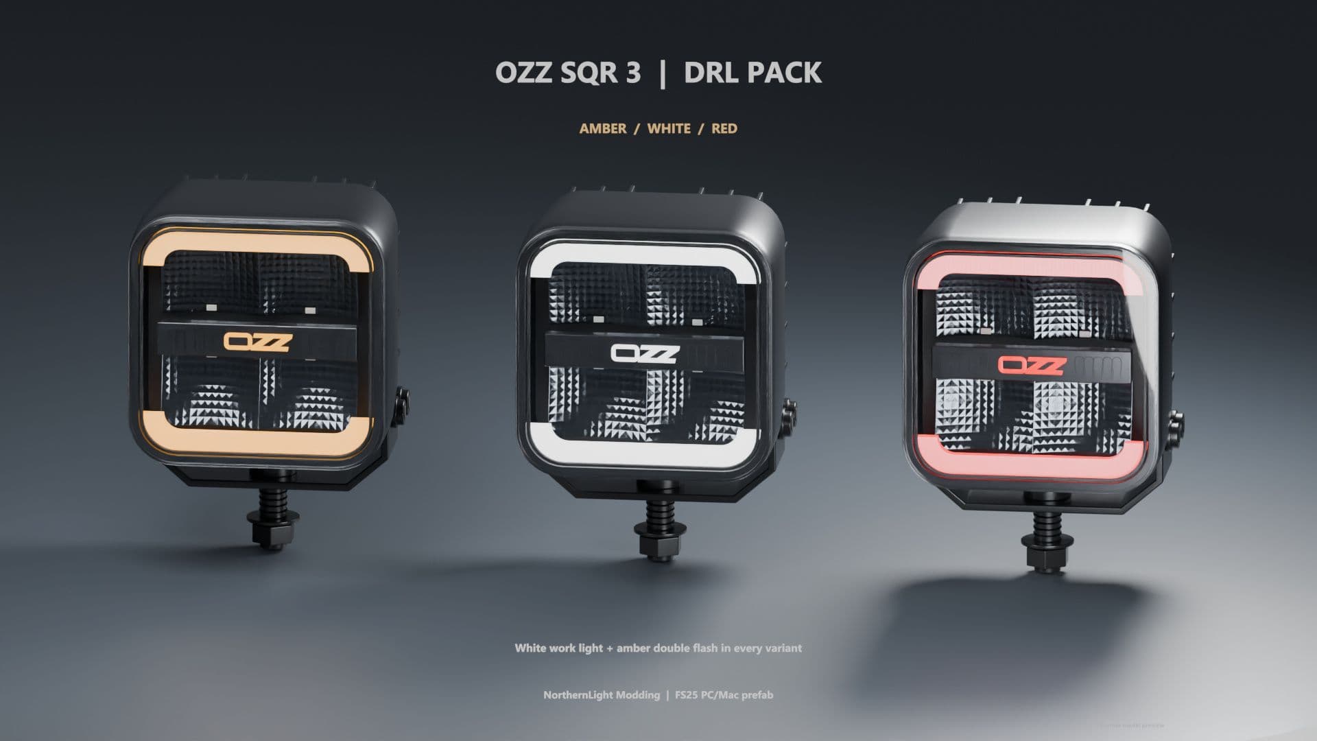 OZZ SQR 3 – Amber, White & Red DRL Pack (Prefab)