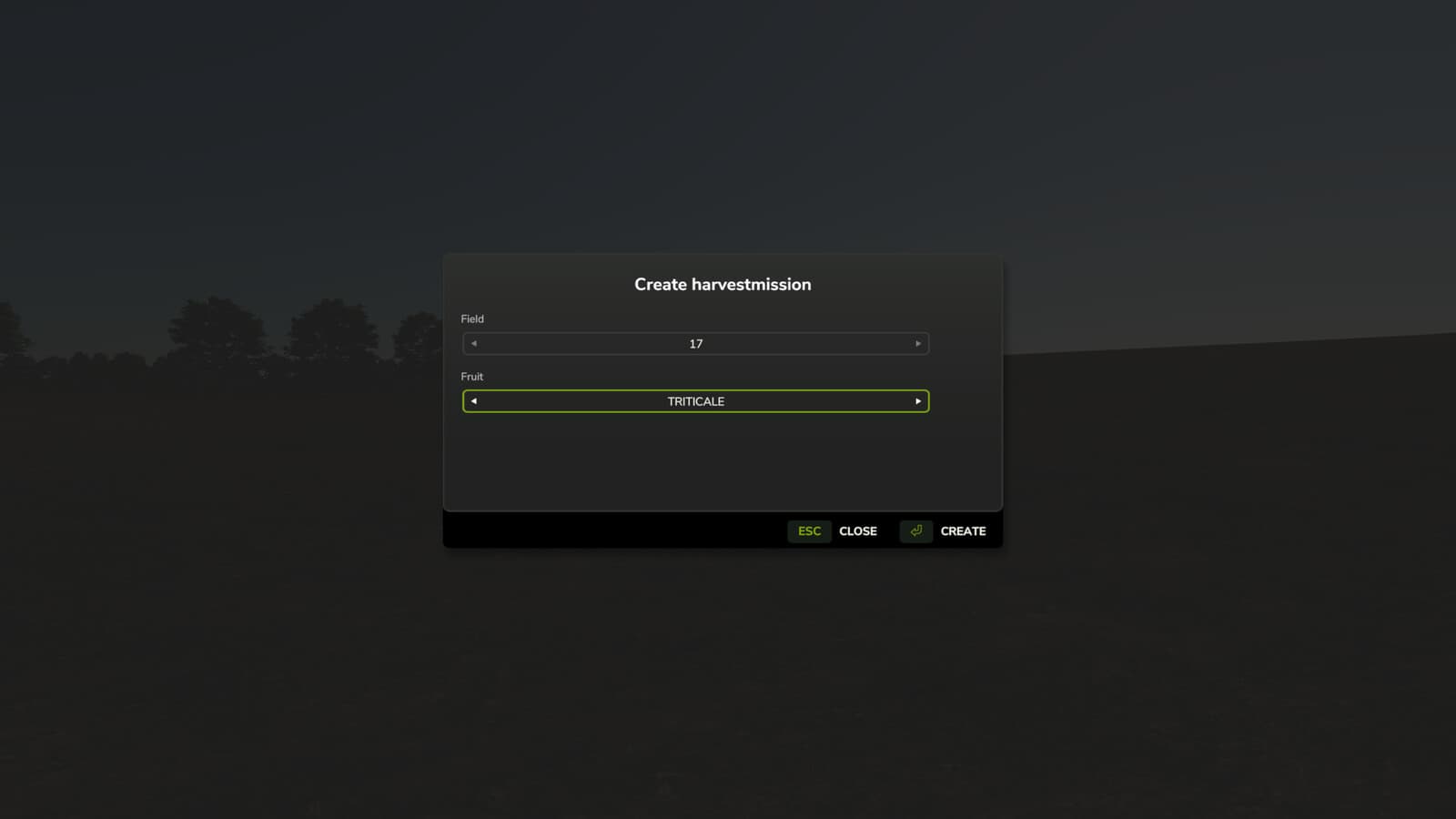 Harvest mission Creator