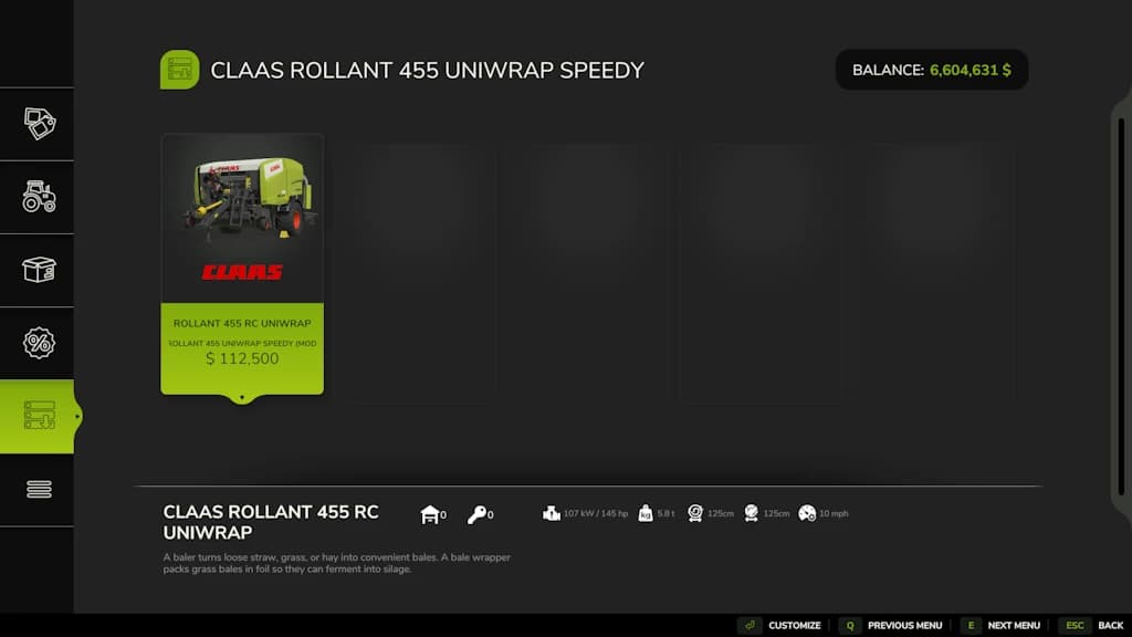 CLAAS ROLLANT 455 UNIWRAP Speedy
