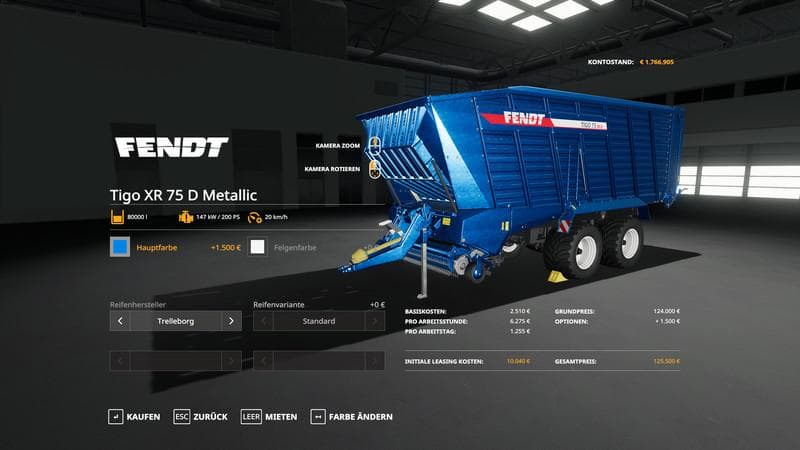 Fendt TigoXR75 MetallicEdit 80000l