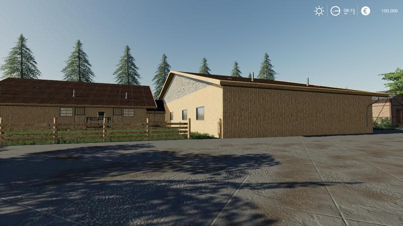 Horse stable with riding hall