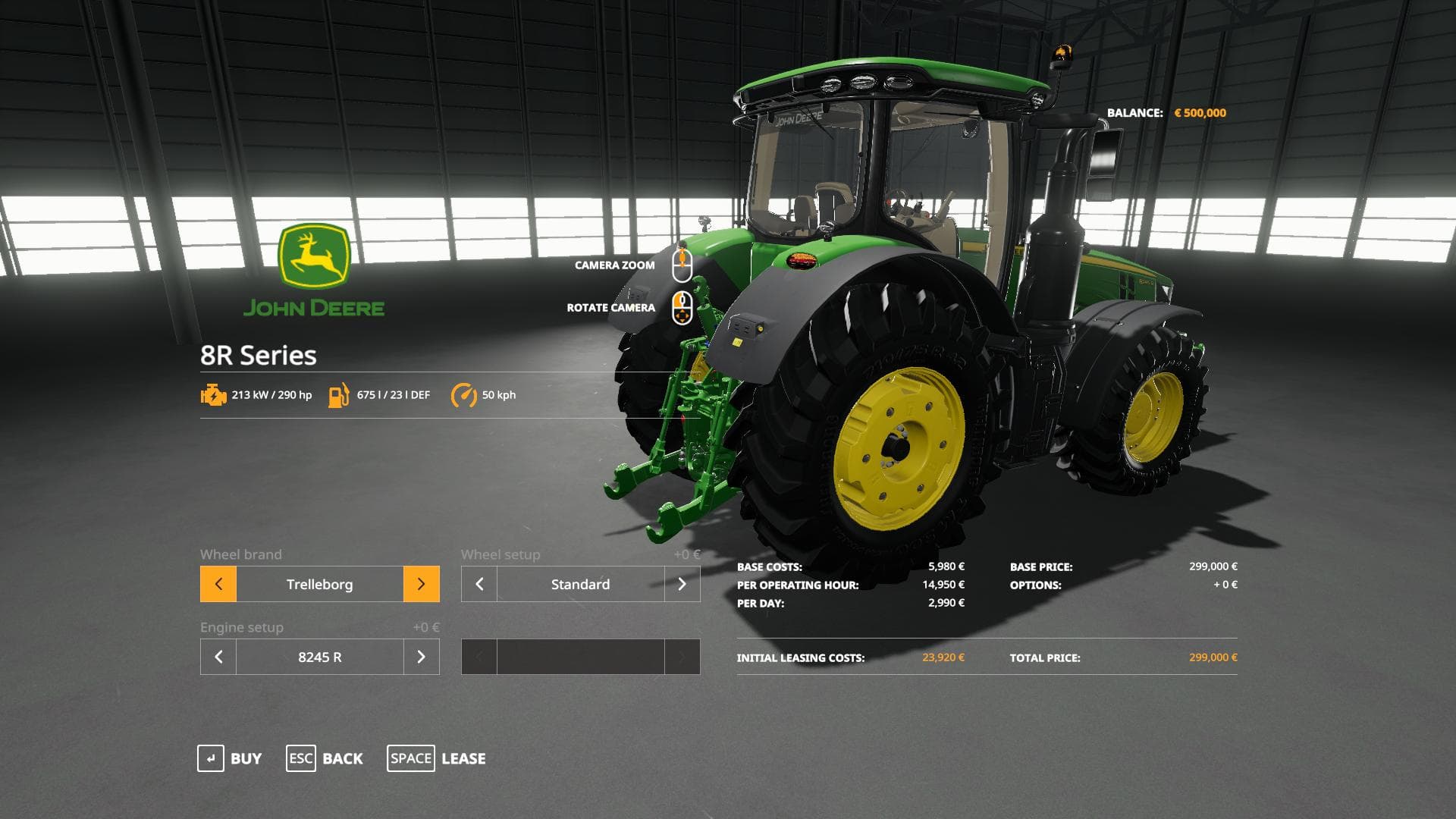 John Deere 8R with SeatCam