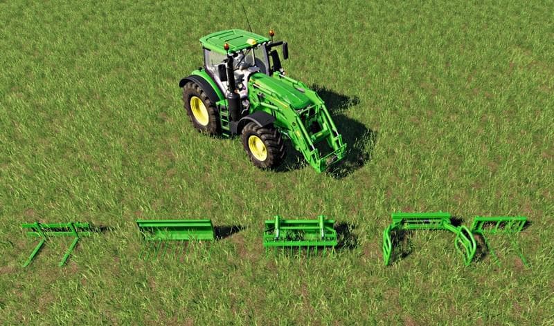 John Deere front loader attachments set