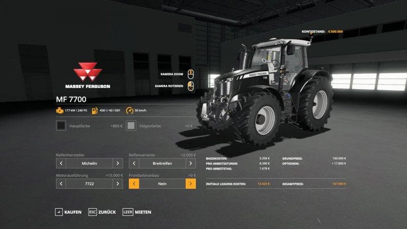 MF 7700 Farbwahl Michelin Tires