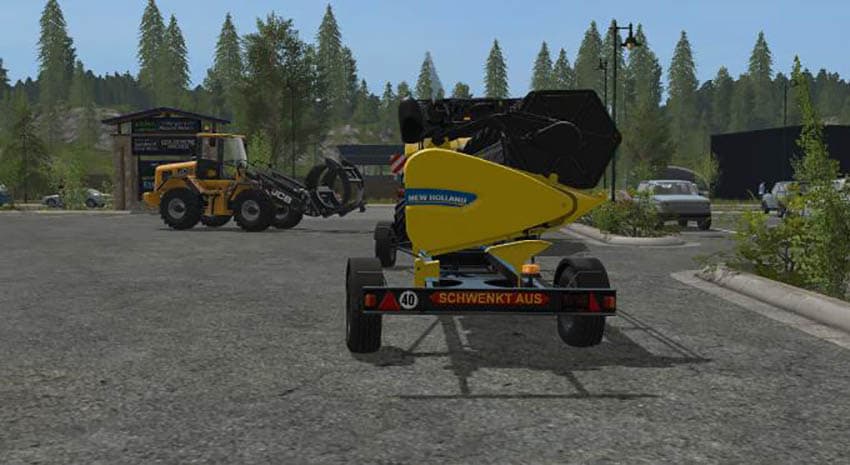 New Holland Schneidwerke and trailer