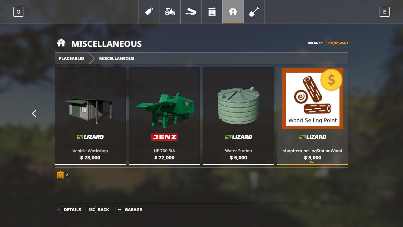 Placeable Wood Sell Point
