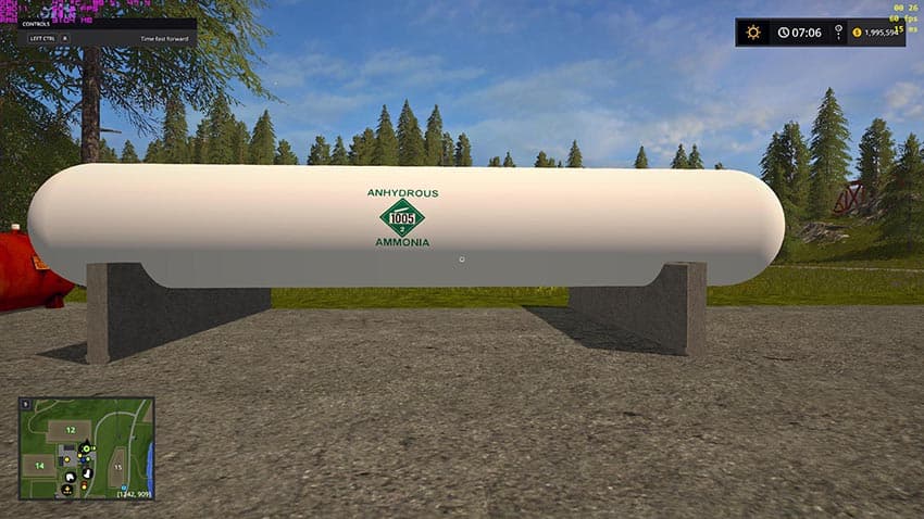 Placeable anhydrous liquid fertilizer tank