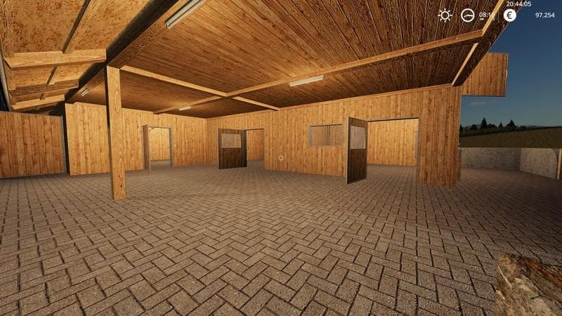 Wooden horse stable with dung