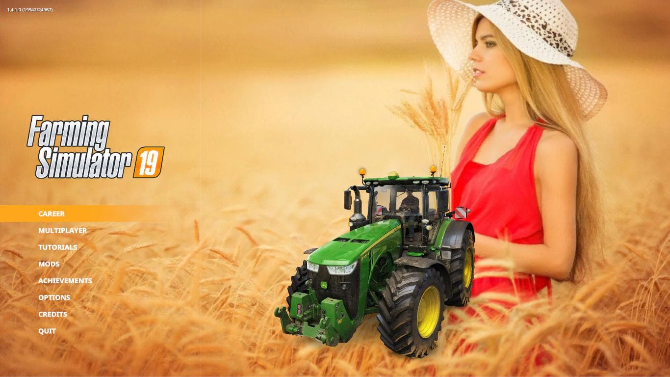 Blonde woman in wheat farm Menu Background