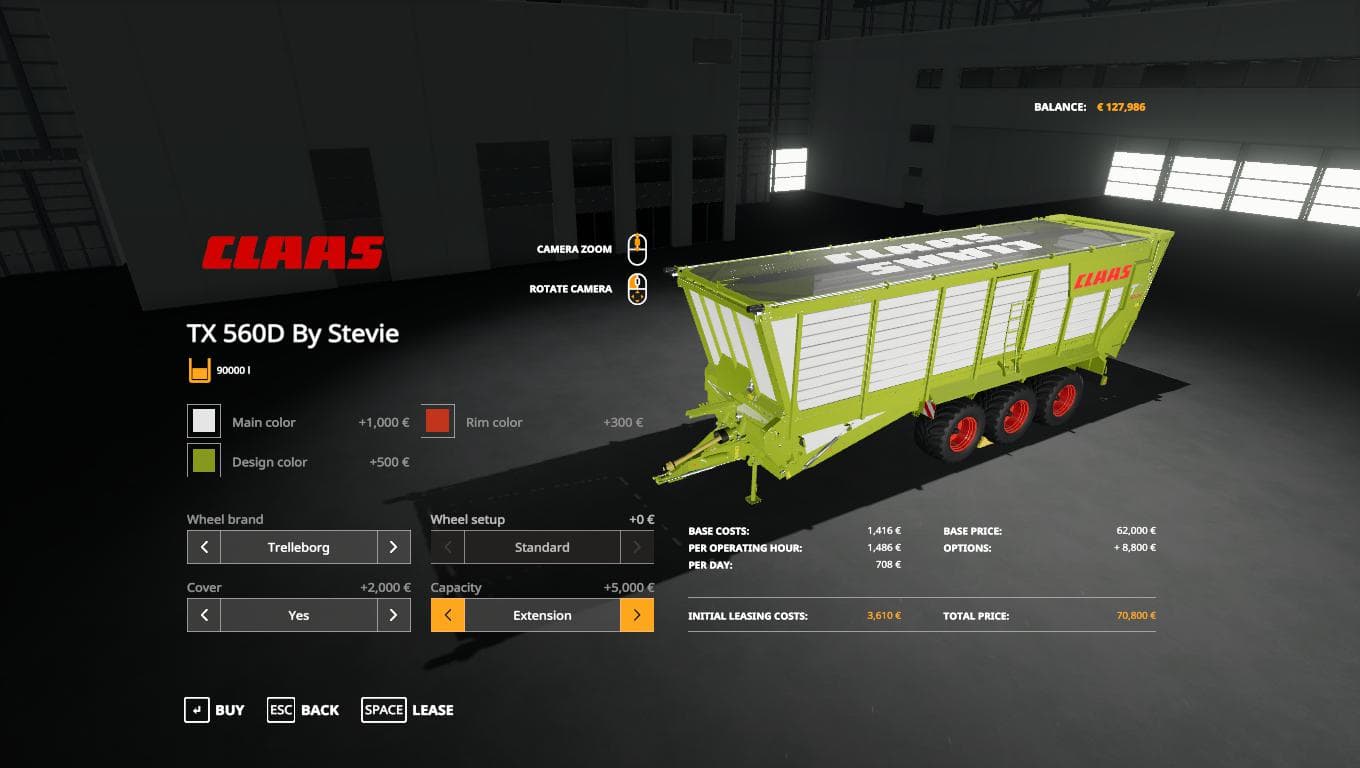 Claas skinned TX560D Bulk Trailer by Stevie FS19