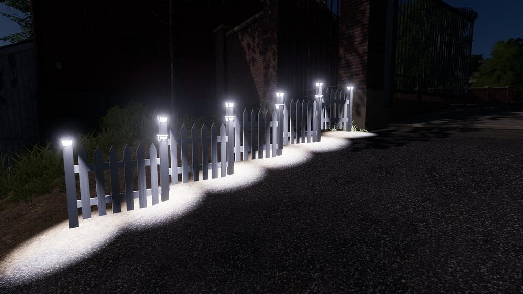 FS19 WHITE PLACEABLE FENCES WITH LIGHTS