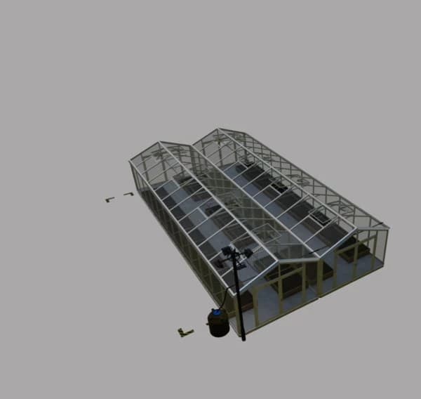 GREENHOUSE WITH WATER FILLING SAME SIDE