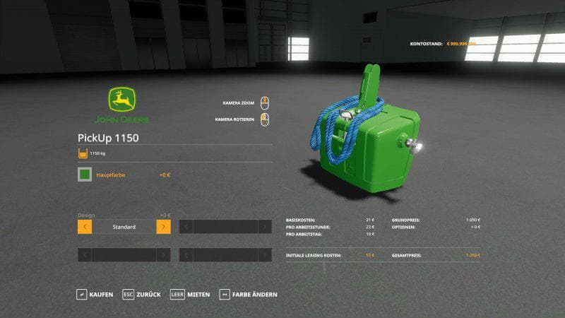 JOHN DEERE 1150 KG WEIGHT
