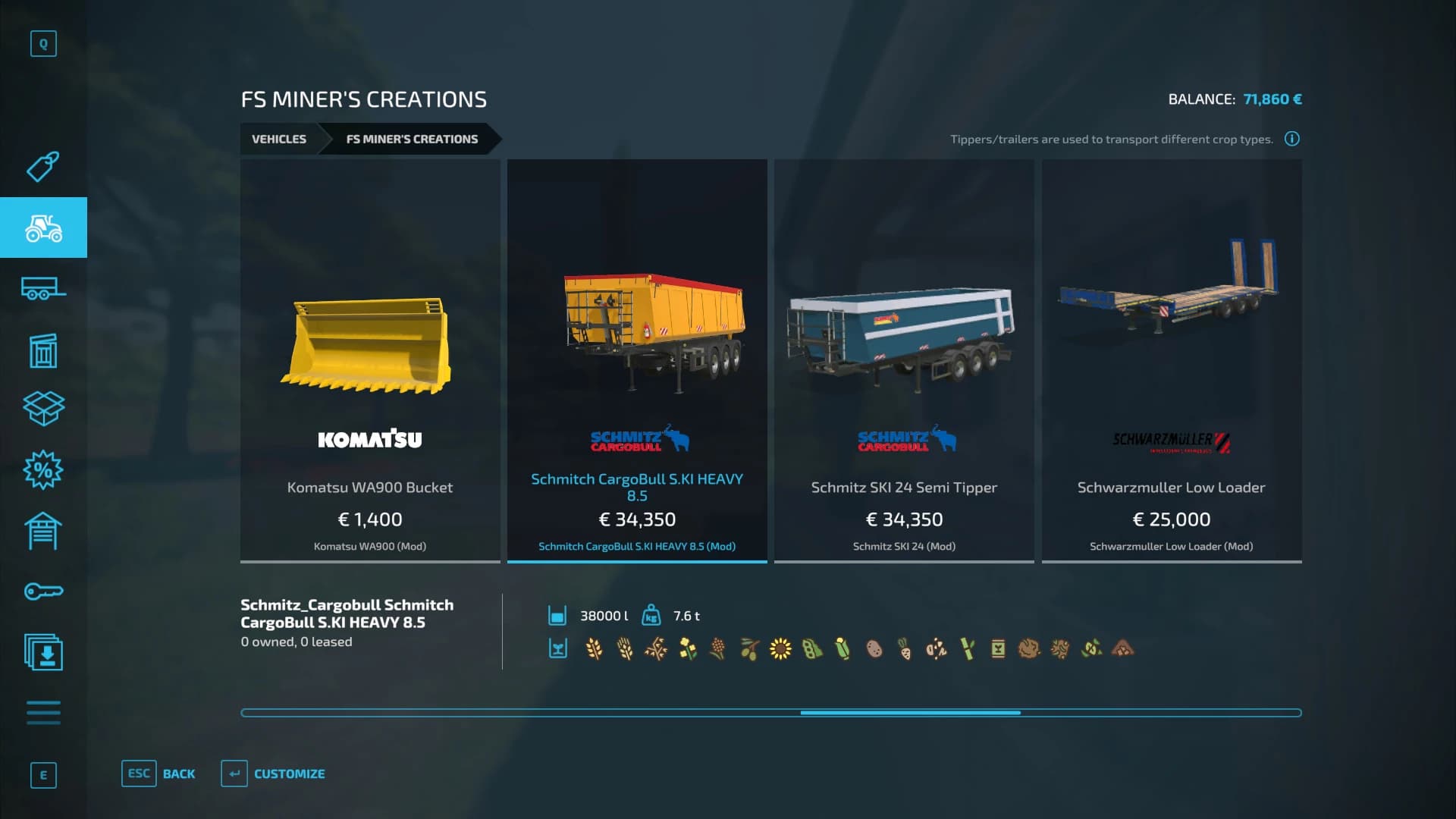 SCHMITZ CARGOBULL S.KI HEAVY 8.5 SEMI TIPPER