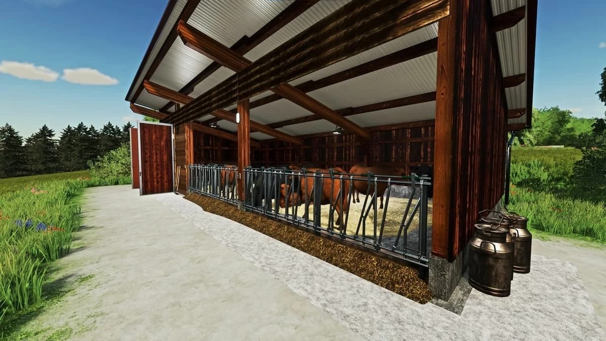 SMALL CATTLE BARN WITH MANURE HEAP