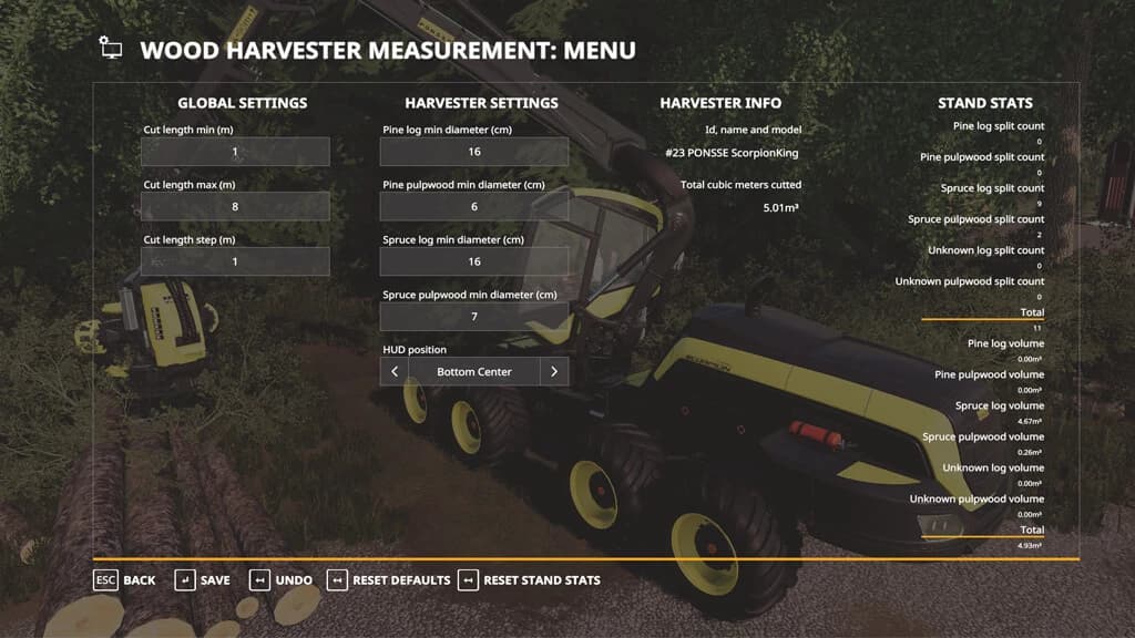WOOD HARVESTER MEASUREMENT