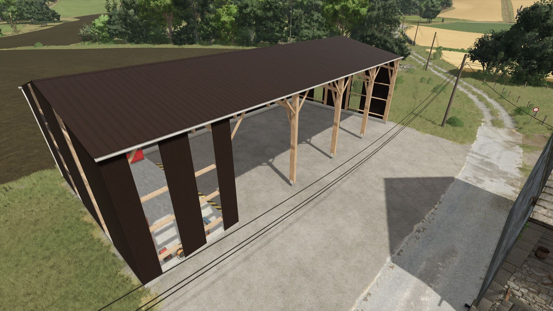 Wooden agricultural garage-workshop