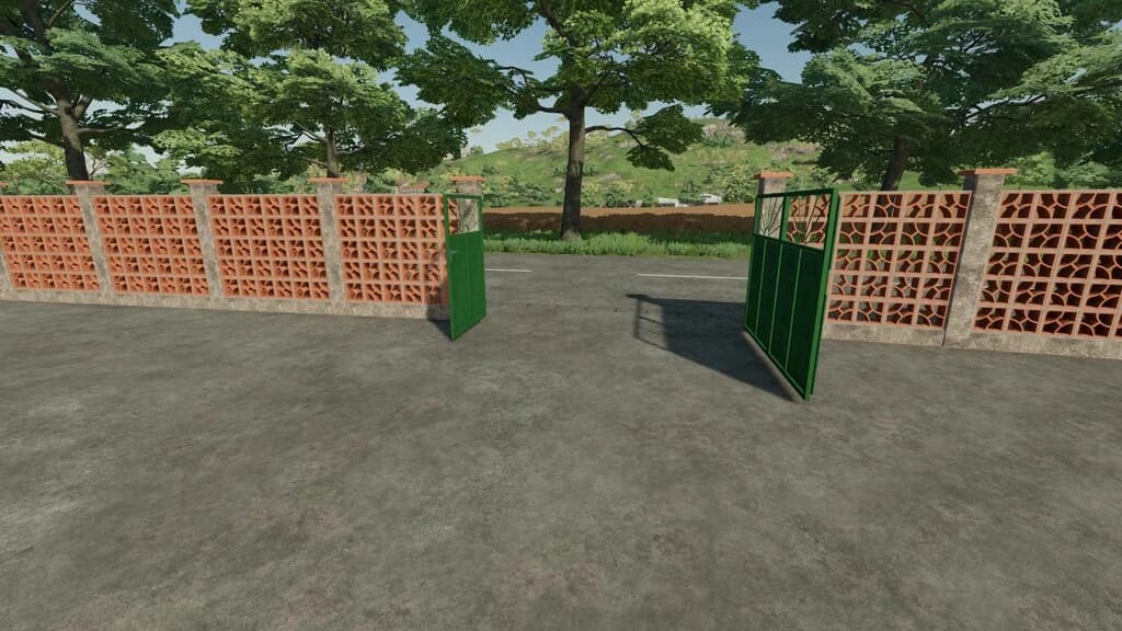 BRICK FENCE AND METAL GATE