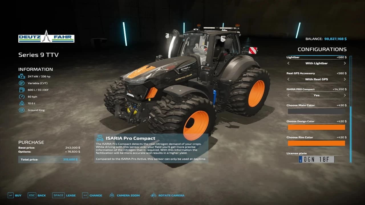DEUTZ FAHR SERIES 9 TTV TRACTOR
