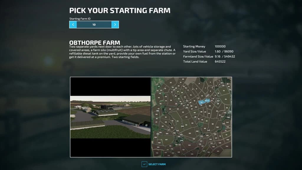 PICK YOUR STARTING FARM