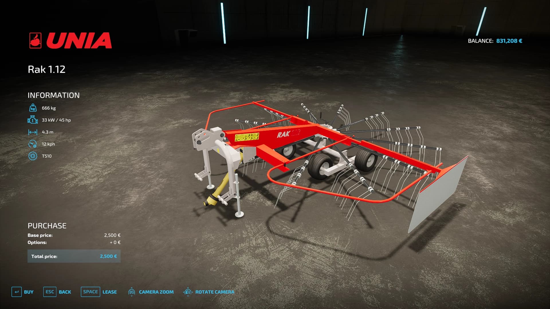 UNIA RAK 1.12 WINDROWER
