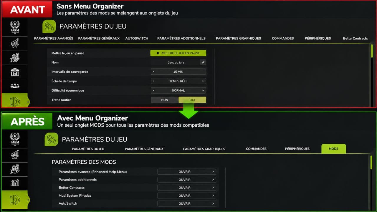 Menu organizer