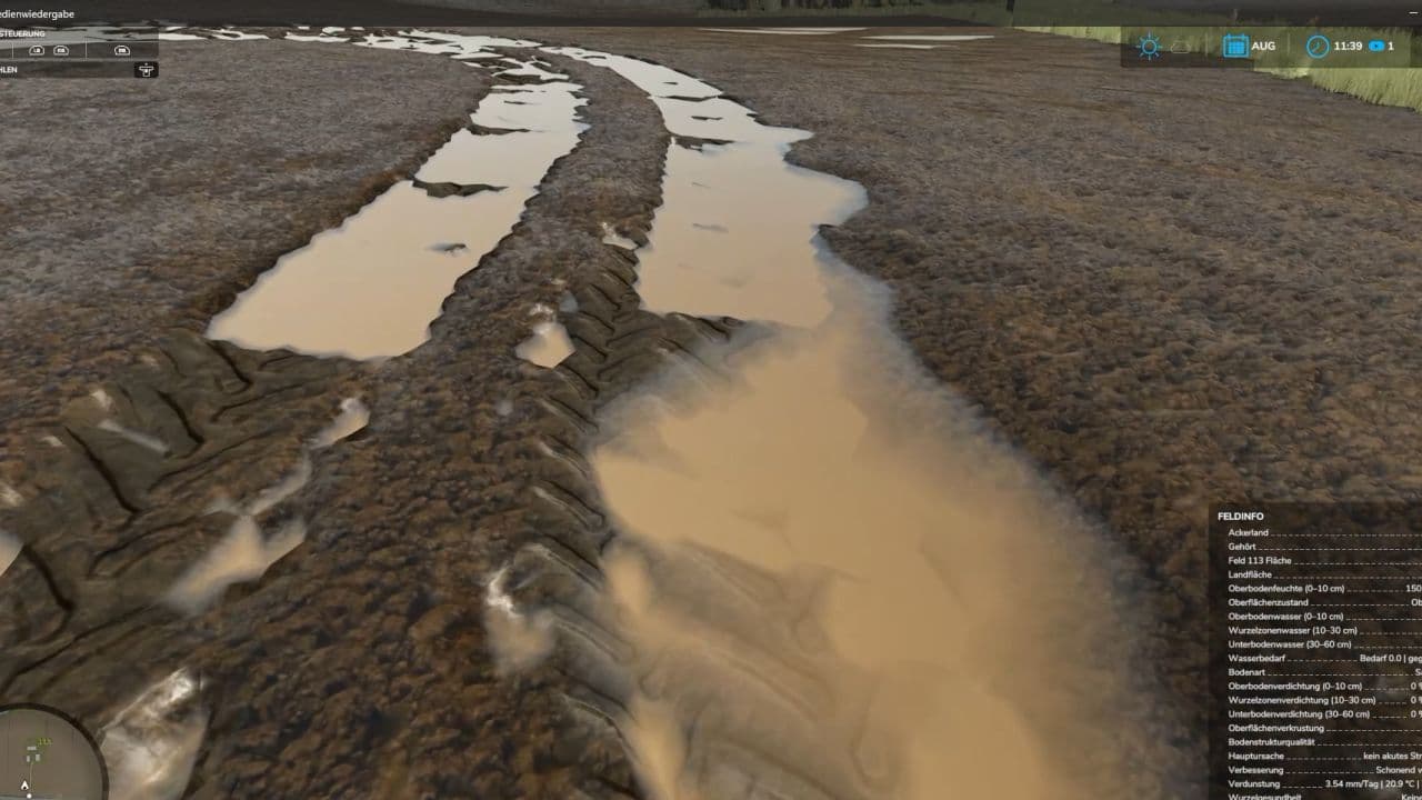 Water in deep wheel tracks