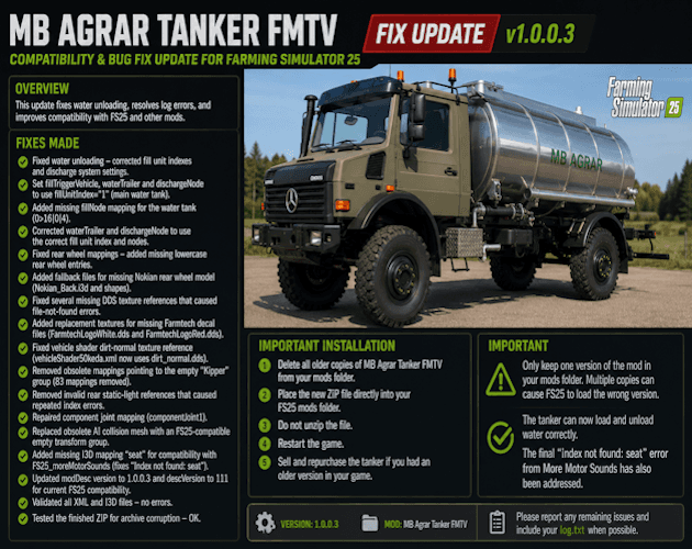 Mercedes-Benz Agrar Truck Tanker - Community Fix