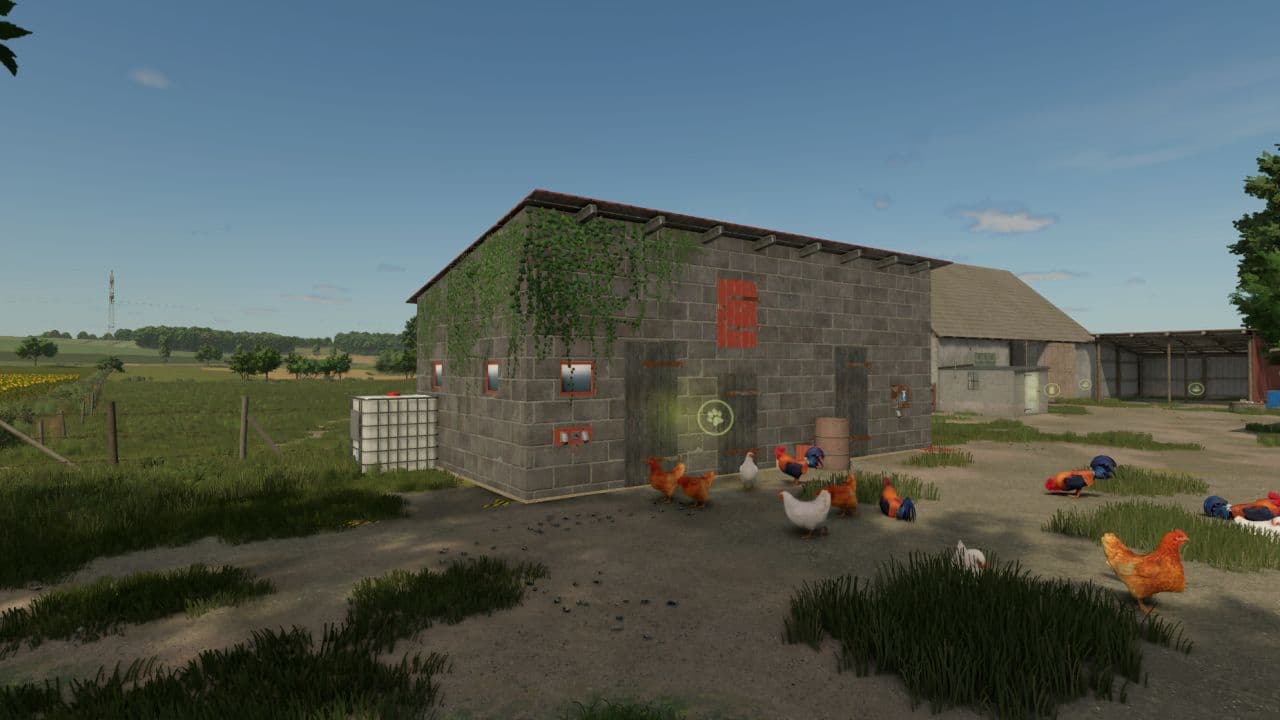 Farm Building with Chicken Coop