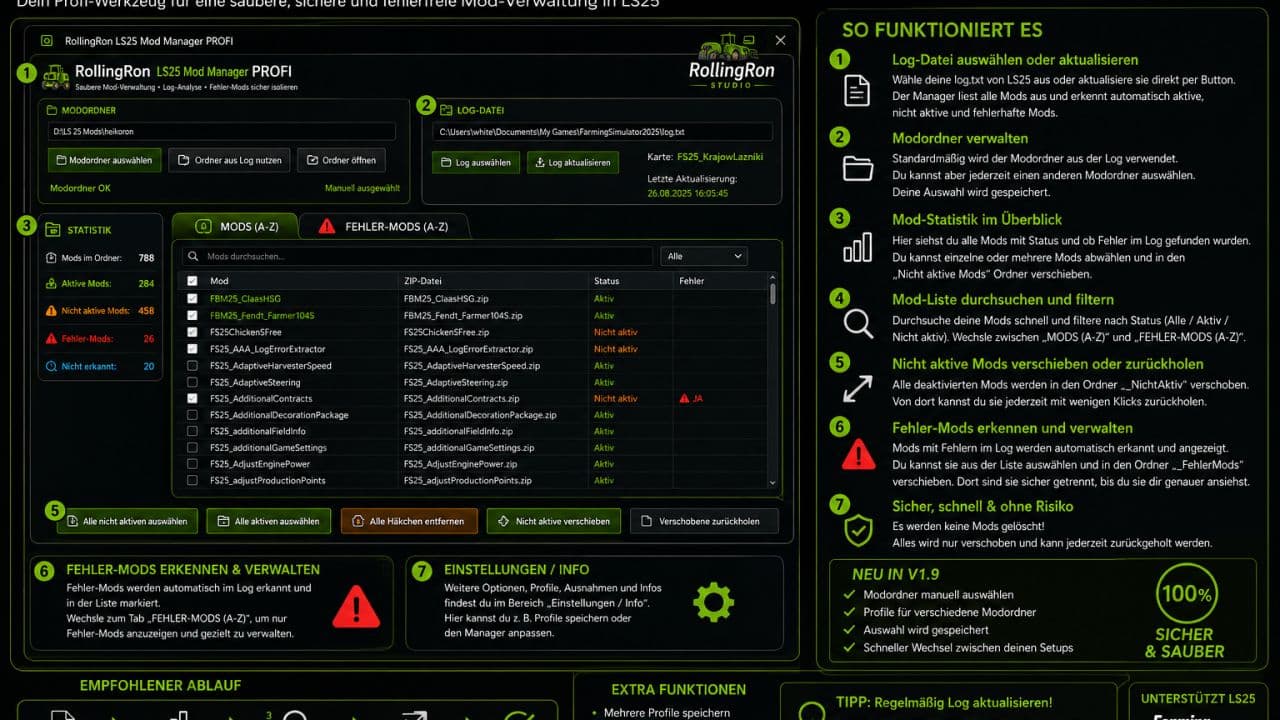 RollingRon FS25 Mod Manager PROFI
